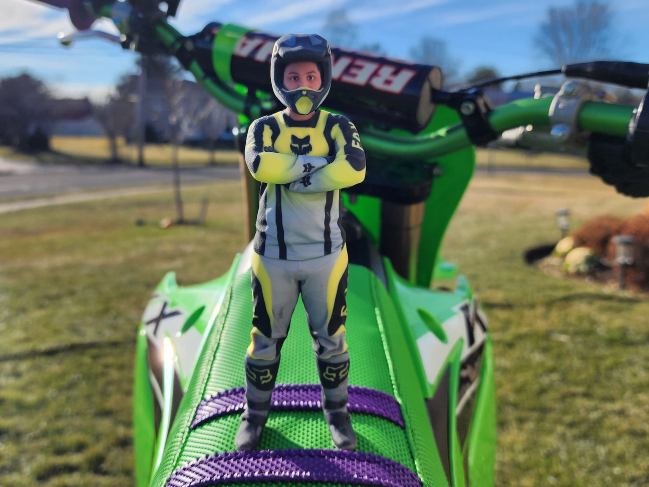 A MetaScan trophy figurine of a motocross rider