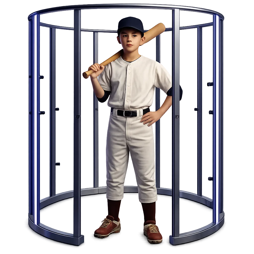 Young baseball player being 3D scanned inside the MetaScan station