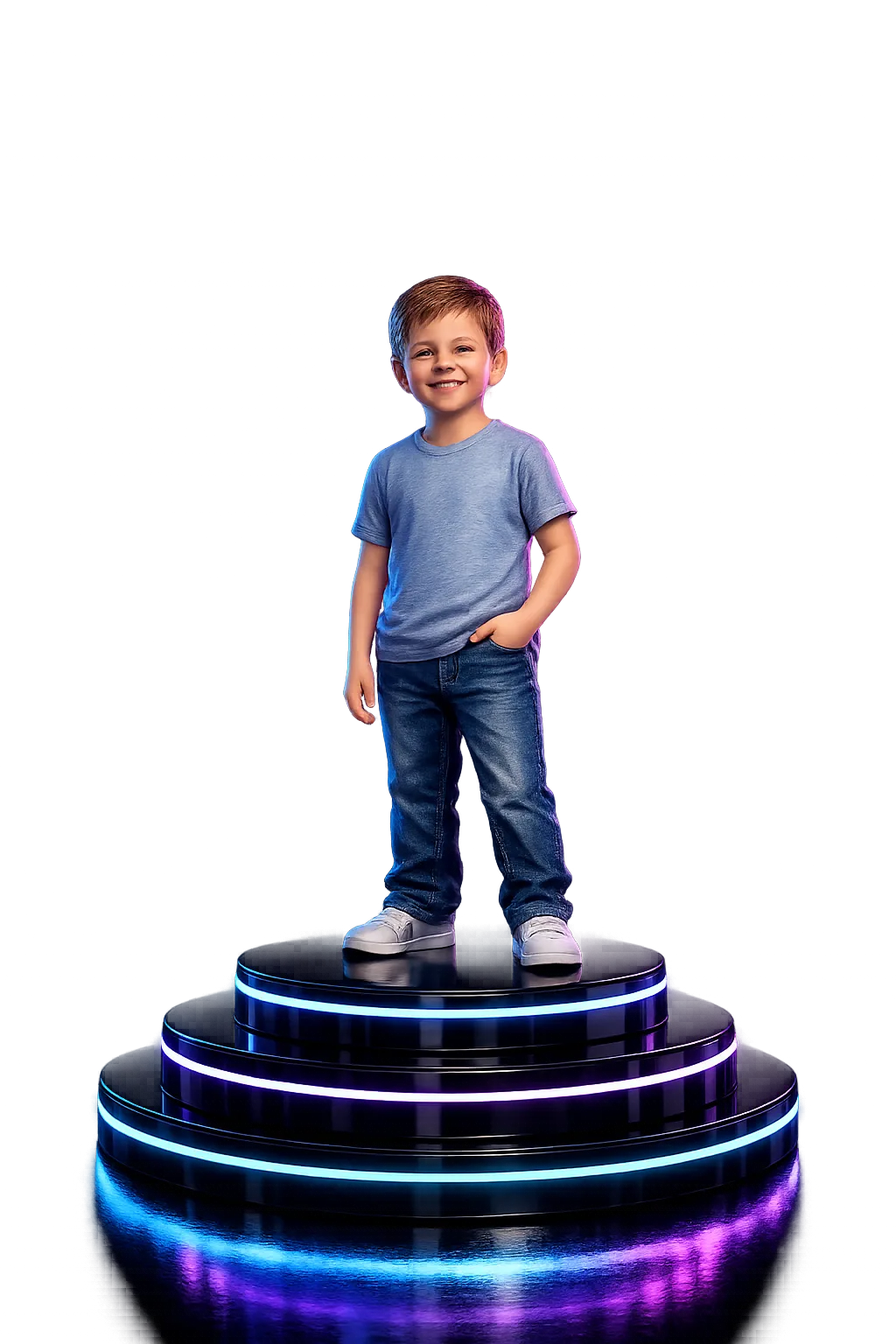A full-color MetaScan figurine on a glowing podium
